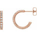 Ladies Natural Diamond French-Set 15 mm Huggie Hoop Earrings (I1, G-H) — 14K Rose Gold