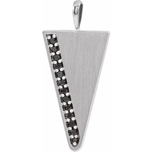 Ladies Natural Black Diamond Triangle Pendant — 14K White Gold