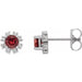Ladies Natural Ruby Natural Diamond Earrings — Sterling Silver