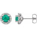 Ladies Natural Emerald Natural Diamond Earrings — 14K White Gold