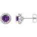 Ladies Natural Amethyst Natural Diamond Earrings — Platinum