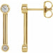 Ladies Natural Diamond Bezel-Set Bar Earrings — 14K Yellow Gold
