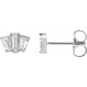 Ladies Natural Diamond Geometric Cluster Earrings — Sterling Silver