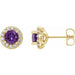 Ladies 4 mm Natural Amethyst Natural Diamond Earrings — 14K Yellow Gold