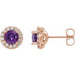Ladies Natural Amethyst Natural Diamond Earrings — 14K Rose Gold