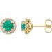 Ladies Natural Emerald Natural Diamond Earrings — 14K Yellow Gold
