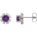 Ladies Natural Amethyst Natural Diamond Earrings — Sterling Silver