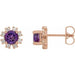 Ladies Natural Amethyst Natural Diamond Earrings — 14K Rose Gold