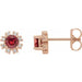 Ladies Natural Ruby Natural Diamond Earrings — 14K Rose Gold