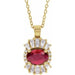 Ladies Natural Ruby Natural Diamond Necklace (I1, G-H, Ghi) — 14K Yellow Gold