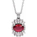 Ladies Natural Ruby Natural Diamond Necklace (I1, G-H, Ghi) — Sterling Silver