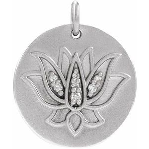 Ladies Natural Diamond Lotus Pendant — Sterling Silver