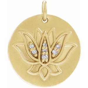 Ladies Natural Diamond Lotus Pendant — 14K Yellow Gold