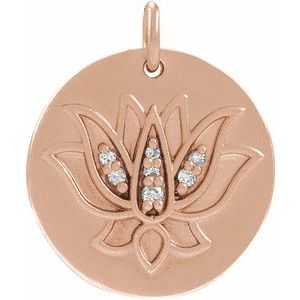 Ladies Natural Diamond Lotus Pendant — 14K Rose Gold