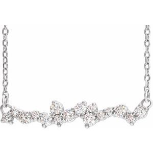 Ladies Natural Diamond Scattered Bar Necklace (I1, G-H) — Sterling Silver