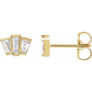 Ladies Natural Diamond Geometric Cluster Earrings — 14K Yellow Gold