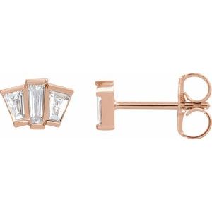 Ladies Natural Diamond Geometric Cluster Earrings — 14K Rose Gold