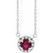 Ladies 3 mm Natural Ruby Natural Diamond Necklace (I1, G-H) — Sterling Silver