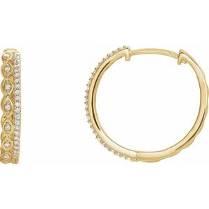 Ladies Natural Diamond Geometric 19.4 mm Hoop Earrings (I1, H+) — 14K Yellow Gold