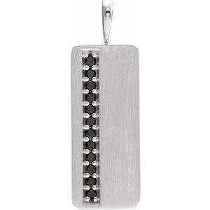Ladies Natural Black Diamond Pendant (Opaque, Black) — Sterling Silver