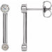 Ladies Natural Diamond Bezel-Set Bar Earrings — Sterling Silver