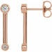 Ladies Natural Diamond Bezel-Set Bar Earrings — 14K Rose Gold