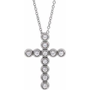Ladies Natural Diamond Cross Necklace (I1, G-H) — Sterling Silver
