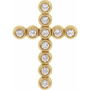 Ladies Natural Diamond Cross Pendant (I1, G-H) — 14K Yellow Gold