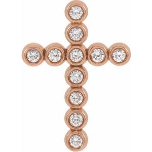Ladies Natural Diamond Cross Pendant (I1, G-H) — 14K Rose Gold