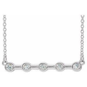Ladies Natural Diamond Bezel-Set Bar Necklace (I1, G-H) — 14K White Gold