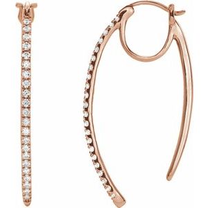 Ladies Natural Diamond Hoop Earrings (I1, H+) — 14K Rose Gold
