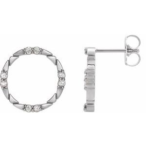 Ladies Natural Diamond Geometric Earrings — Sterling Silver