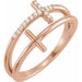 Ladies Natural Diamond Sideways Cross Ring (I1, G-H) — 14K Rose Gold