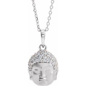 Ladies Natural Diamond Buddha Necklace (I1, G-H) — Sterling Silver