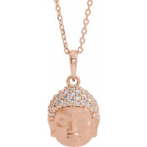 Ladies Natural Diamond Buddha Necklace (I1, G-H) — 14K Rose Gold