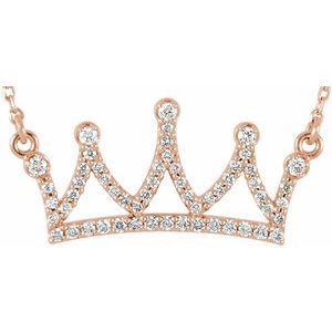Ladies Natural Diamond Crown Necklace (I1, G-H) — 14K Rose Gold