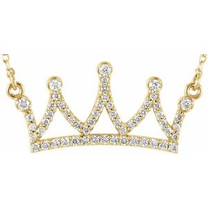 Ladies Natural Diamond Crown Necklace (I1, G-H) — 14K Yellow Gold