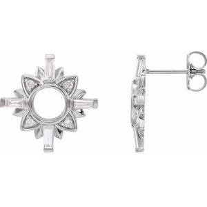 Ladies Natural Diamond Earrigs — Sterling Silver