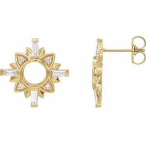 Ladies Natural Diamond Earrigs — 14K Yellow Gold