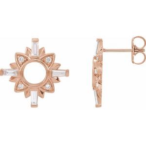 Ladies Natural Diamond Earrigs — 14K Rose Gold