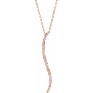 Ladies Natural Diamond Bar Necklace (I1, G-H) — 14K Rose Gold