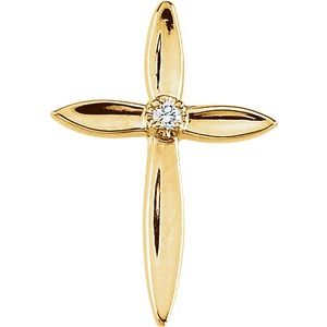 Ladies Natural Diamond Cross Lapel Pin — 14K Yellow Gold