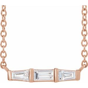 Ladies Natural Diamond Bar Necklace (SI2-SI3, GHI) — 14K Rose Gold