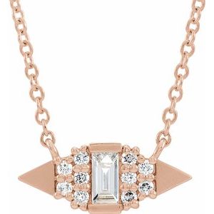 Ladies Natural Diamond Geometric Necklace (Si2-Si3, I1, Ghi, G-H) — 14K Rose Gold