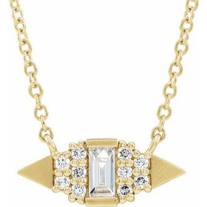 Ladies Natural Diamond Geometric Necklace (Si2-Si3, I1, Ghi, G-H) — 14K Yellow Gold