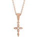 Ladies Natural Diamond Petite Vintage-Inspired Cross Necklace (I1, G-H) — 14K Rose Gold