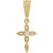 Ladies Natural Diamond Petite Vintage-Inspired Cross Pendant (I1, G-H) — 14K Yellow Gold