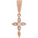 Ladies Natural Diamond Petite Vintage-Inspired Cross Pendant (I1, G-H) — 14K Rose Gold