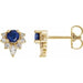 Ladies Natural Blue Sapphire Natural Diamond Earrings — 14K Yellow Gold