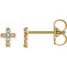Ladies Natural Diamond Youth Cross Earrings — 14K Yellow Gold